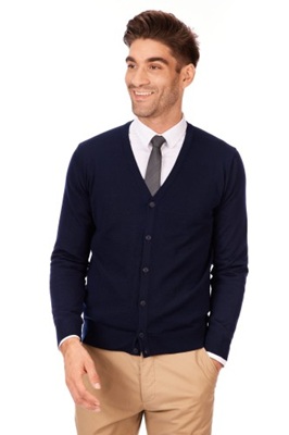 Granatowy kolor rozpinanego swetra męskiego z kolekcji Lanieri Fashion